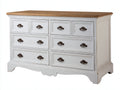 Cassettiera - legno-metallo - 135 x 45 x 85 cm - bianco anticato-legno naturale - stile rustico