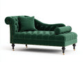 Chaise longue - velluto-legno-metallo - 175x75x85 cm - verde smeraldo - stile classico capitonné