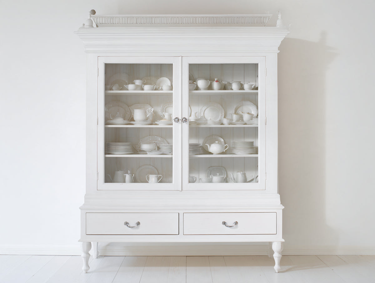Vetrina - Legno-Vetro-Metallo - 120x45x190 cm - Bianco - Stile classico