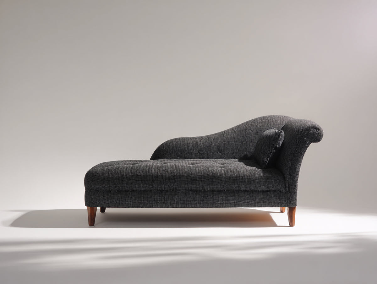 Chaise longue - tessuto-legno - 170x76x82 cm - grigio antracite - stile classico contemporaneo