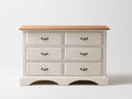 Cassettiera - legno-metallo - 125 x 43 x 82 cm - bianco anticato-legno naturale - stile rustico classico