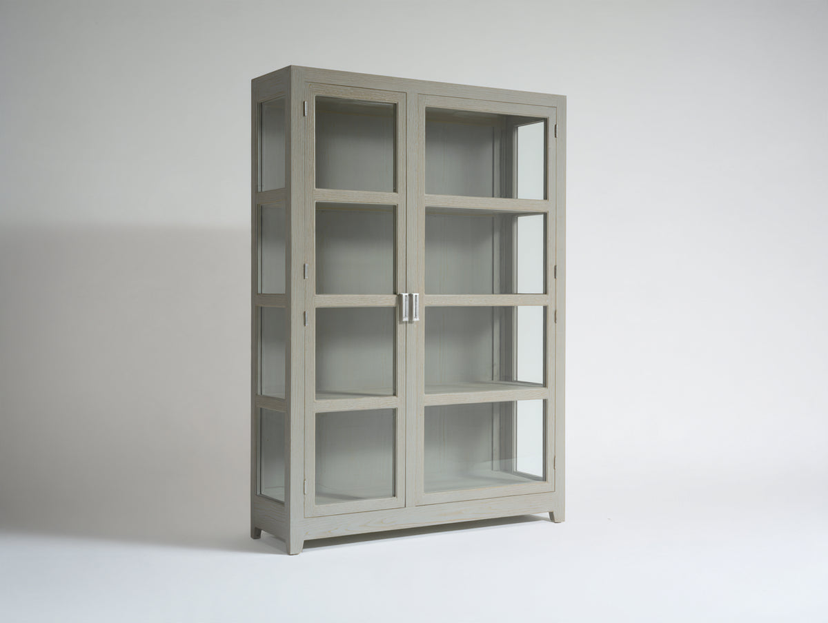 Vetrina - Legno-Vetro-Metallo - 110x40x185 cm - Grigio chiaro - Stile contemporaneo
