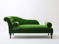 Chaise longue - velluto-legno - 181x77x85 cm - verde bosco - stile classico capitonné