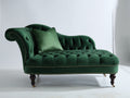 Chaise longue - velluto-legno-metallo - 178x82x84 cm - verde smeraldo - stile Chesterfield capitonné