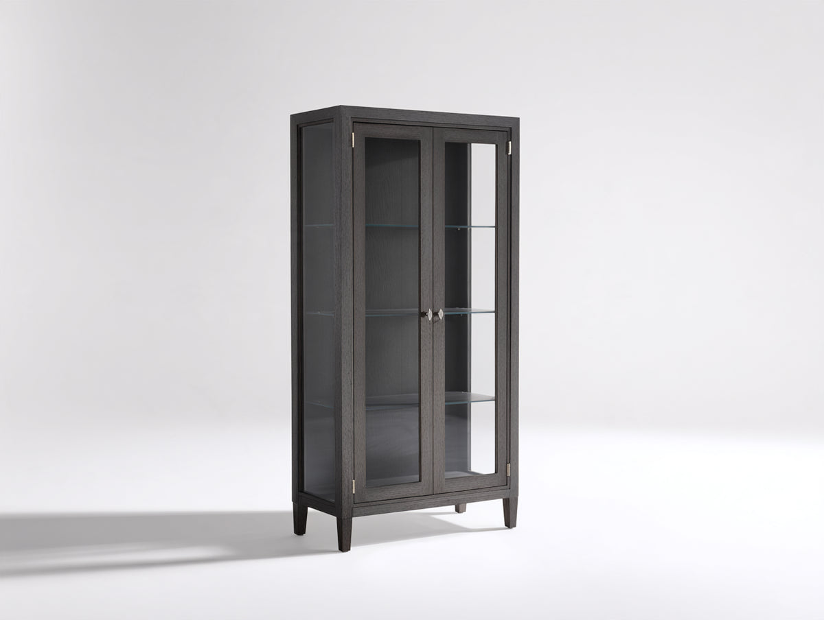 Vetrina - Legno-Vetro - 85x38x175 cm - Grigio antracite - Stile moderno