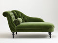 Chaise longue - velluto-legno - 175x78x89 cm - verde oliva - stile classico capitonné
