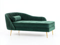 Chaise longue - velluto-metallo - 174x80x81 cm - verde smeraldo - stile moderno plissettato