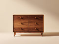 Cassettiera - legno - 120 x 42 x 78 cm - marrone noce - stile moderno retrò