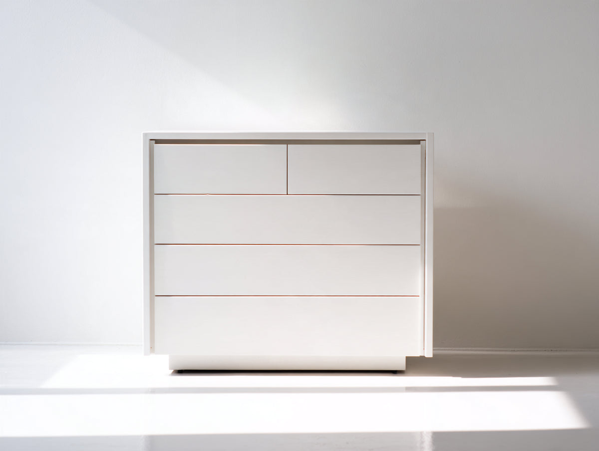 Cassettiera - legno - 90 x 42 x 100 cm - bianco opaco - stile moderno minimalista