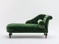 Chaise longue - velluto-legno - 173x76x88 cm - verde bottiglia - stile classico capitonné