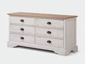 Cassettiera - legno-metallo - 140 x 45 x 80 cm - bianco anticato-legno naturale - stile rustico