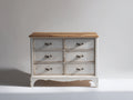 Cassettiera - legno-metallo - 105 x 40 x 82 cm - bianco anticato-legno naturale - stile rustico classico
