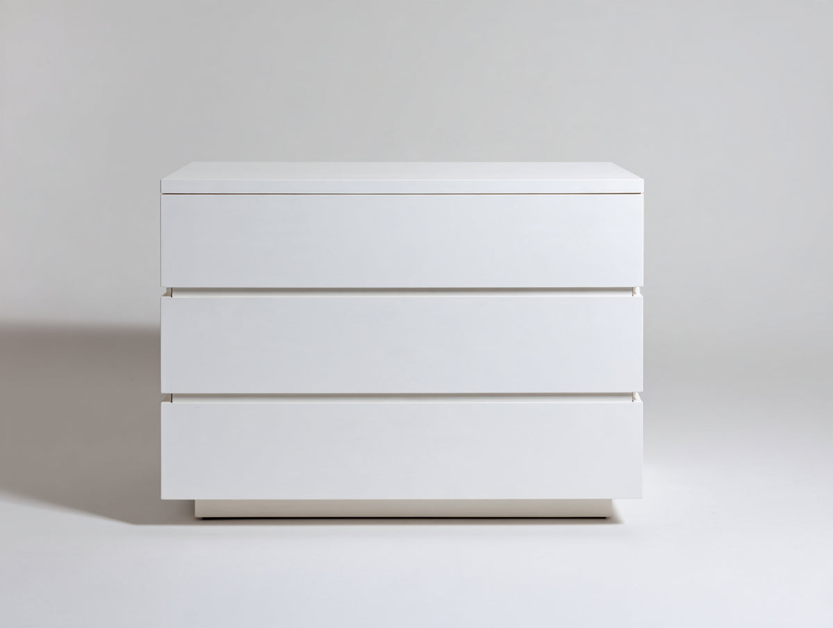 Cassettiera - legno - 95 x 42 x 82 cm - bianco opaco - stile moderno minimalista