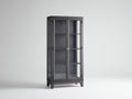 Vetrina - Legno-Vetro - 80x35x180 cm - Grigio antracite - Stile moderno