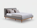 Letto matrimoniale - tessuto-legno - 210x182x110 cm - grigio medio-legno naturale - stile contemporaneo con base rialzata