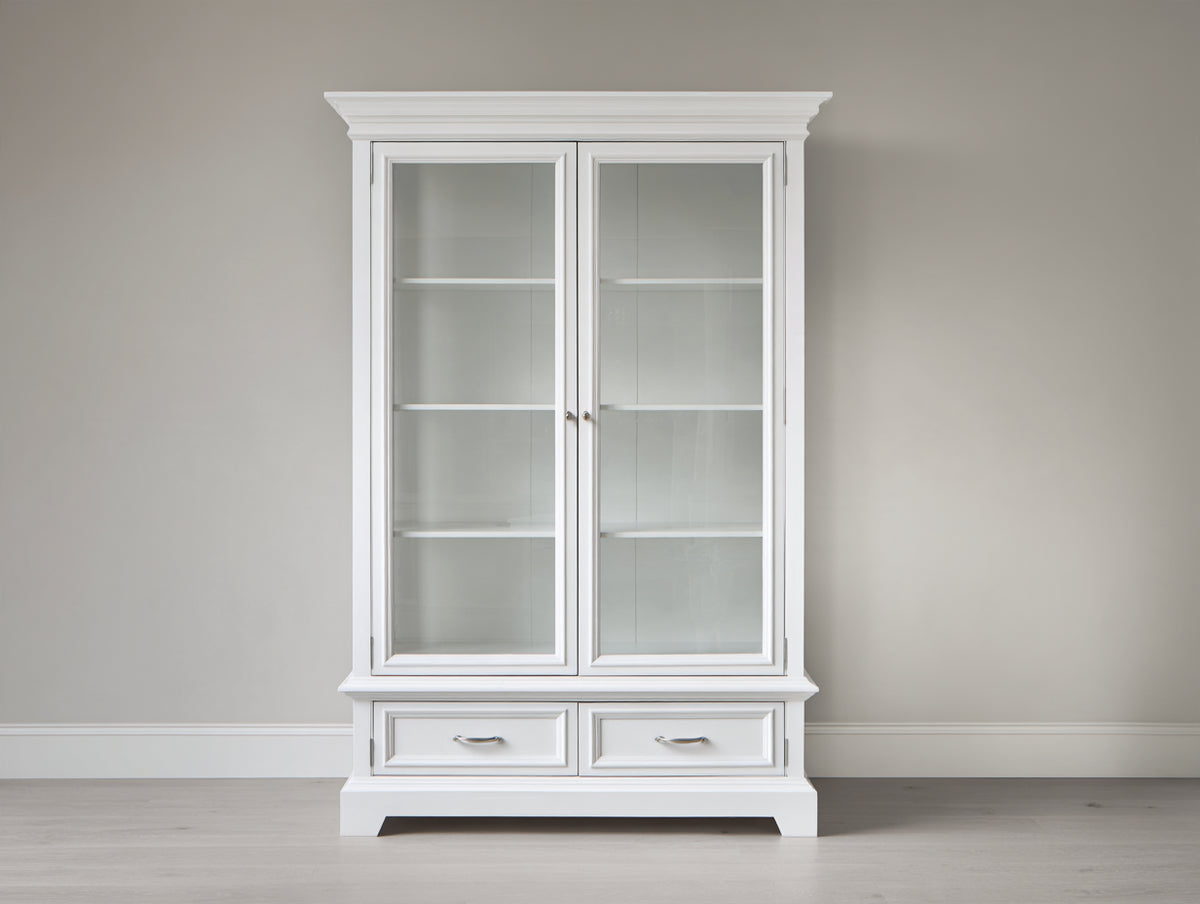 Vetrina - Legno-Vetro - 105x42x195 cm - Bianco - Stile classico