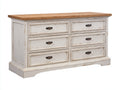 Cassettiera - legno-metallo - 140 x 46 x 84 cm - bianco anticato-legno naturale - stile rustico classico