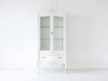 Vetrina - Legno-Vetro-Metallo - 88x40x188 cm - Bianco avorio - Stile classico decorativo