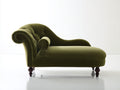 Chaise longue - velluto-legno - 171x77x86 cm - verde oliva - stile classico curvo