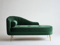 Chaise longue - velluto-metallo - 172x78x83 cm - verde smeraldo - stile moderno scanalato
