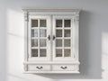 Vetrina - Legno-Vetro-Metallo - 115x36x130 cm - Bianco avorio - Stile classico decorativo