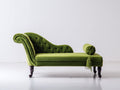 Chaise longue - velluto-legno - 169x74x87 cm - verde oliva - stile classico capitonné