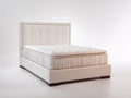 Letto matrimoniale - similpelle-legno - 205x180x125 cm - crema - stile contemporaneo con testiera capitonné