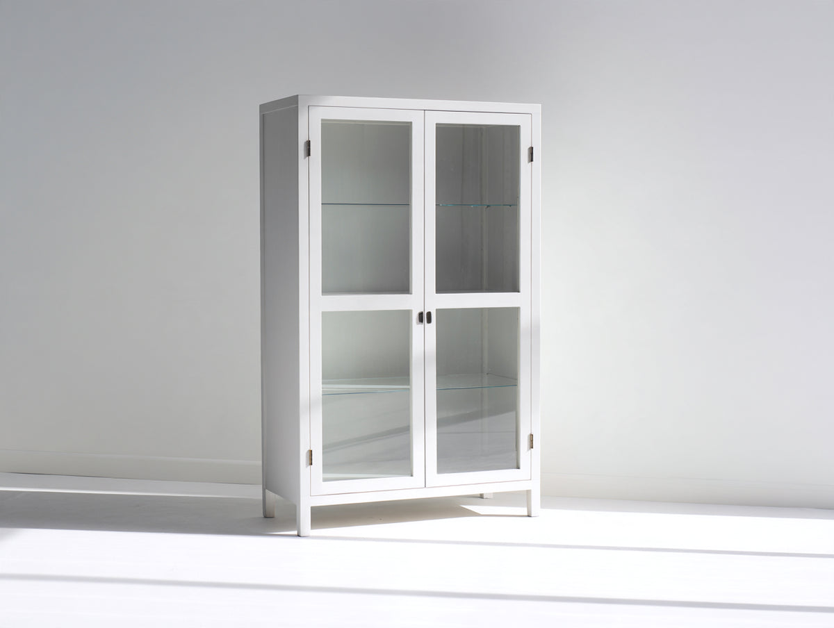 Vetrina - Legno-Vetro-Metallo - 90x38x170 cm - Bianco - Stile moderno