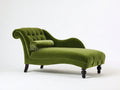 Chaise longue - velluto-legno - 176x78x90 cm - verde oliva - stile classico capitonné
